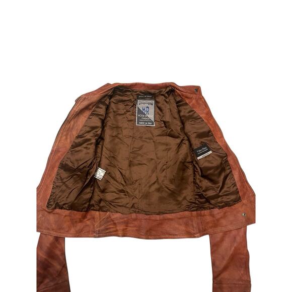 M&R MODA IN PELLE FIRENZE Leather Jacket SZ 42 Brown Made Italy - Picture 3 of 11